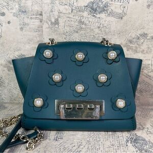 ZAC Zac Posen Eartha Iconic Mini Chain LEATHER floral purse